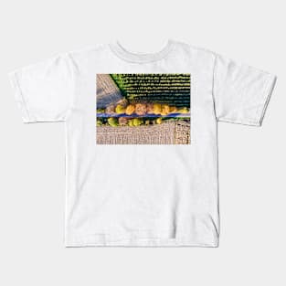 Aerial view of country road, autumn trees and ploughed field Kids T-Shirt